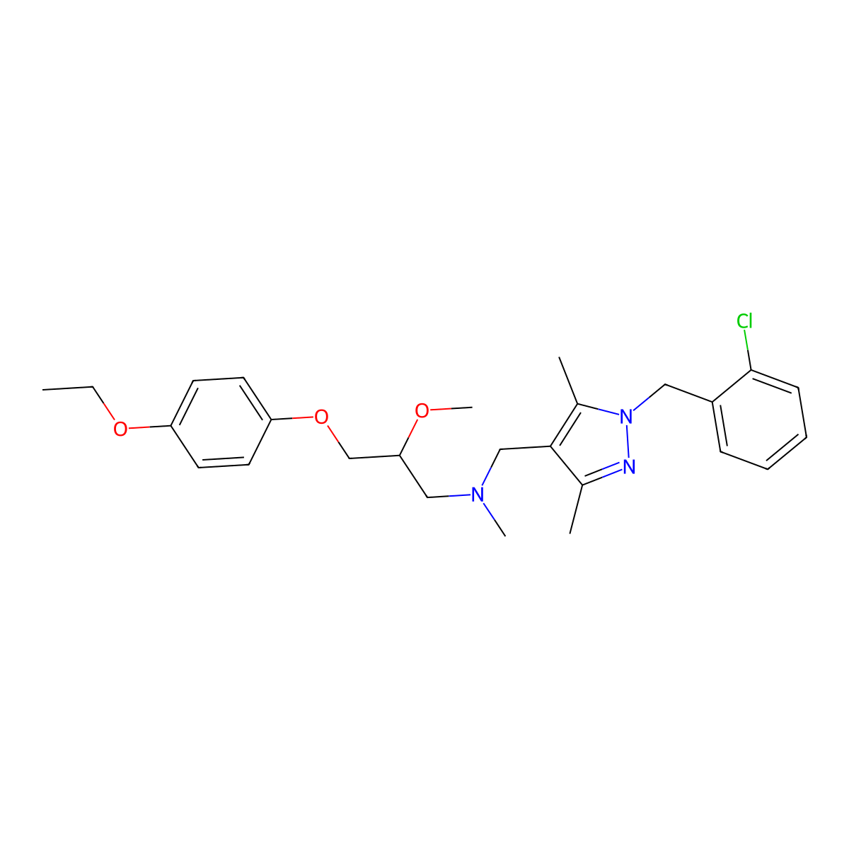 ({1-[(2-chlorophenyl)methyl]-3,5-dimethyl-1H-pyrazol-4-yl}methyl)[3-(4-ethoxyphenoxy)-2-methoxypropyl]methylamine molecular structure, CAS 1280193-99-8