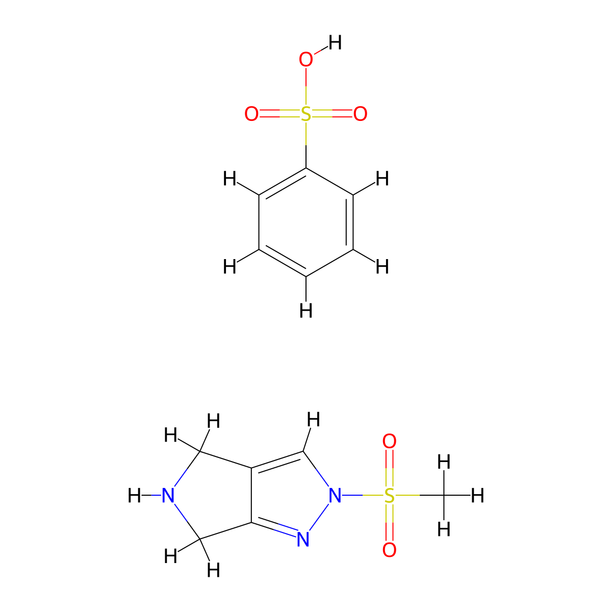 2-(Methylsulfonyl)-2,4,5,6-tetrahydropyrrolo[3,4-c]pyrazol-5-ium benzensulfonate molecular structure, CAS 1280210-80-1