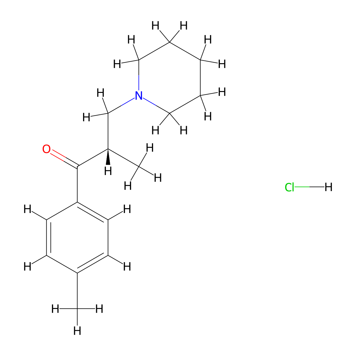 Tolperisone hydrochloride, (S)- molecular structure, CAS 1280219-64-8