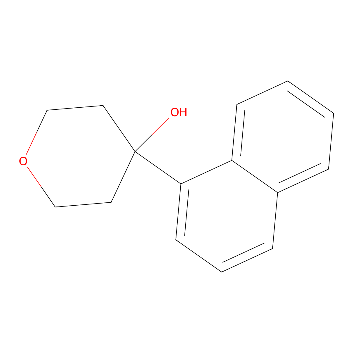 4-(naphthalen-1-yl)tetrahydro-2H-pyran-4-ol molecular structure, CAS 1280222-21-0