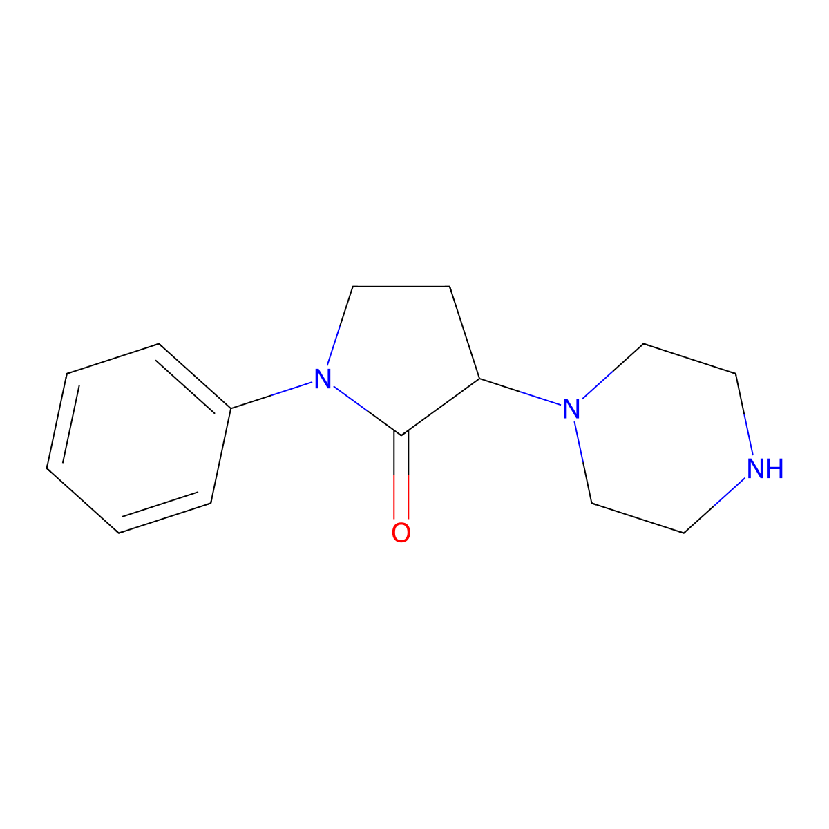 1-Phenyl-3-(piperazin-1-yl)pyrrolidin-2-one molecular structure, CAS 1280290-03-0
