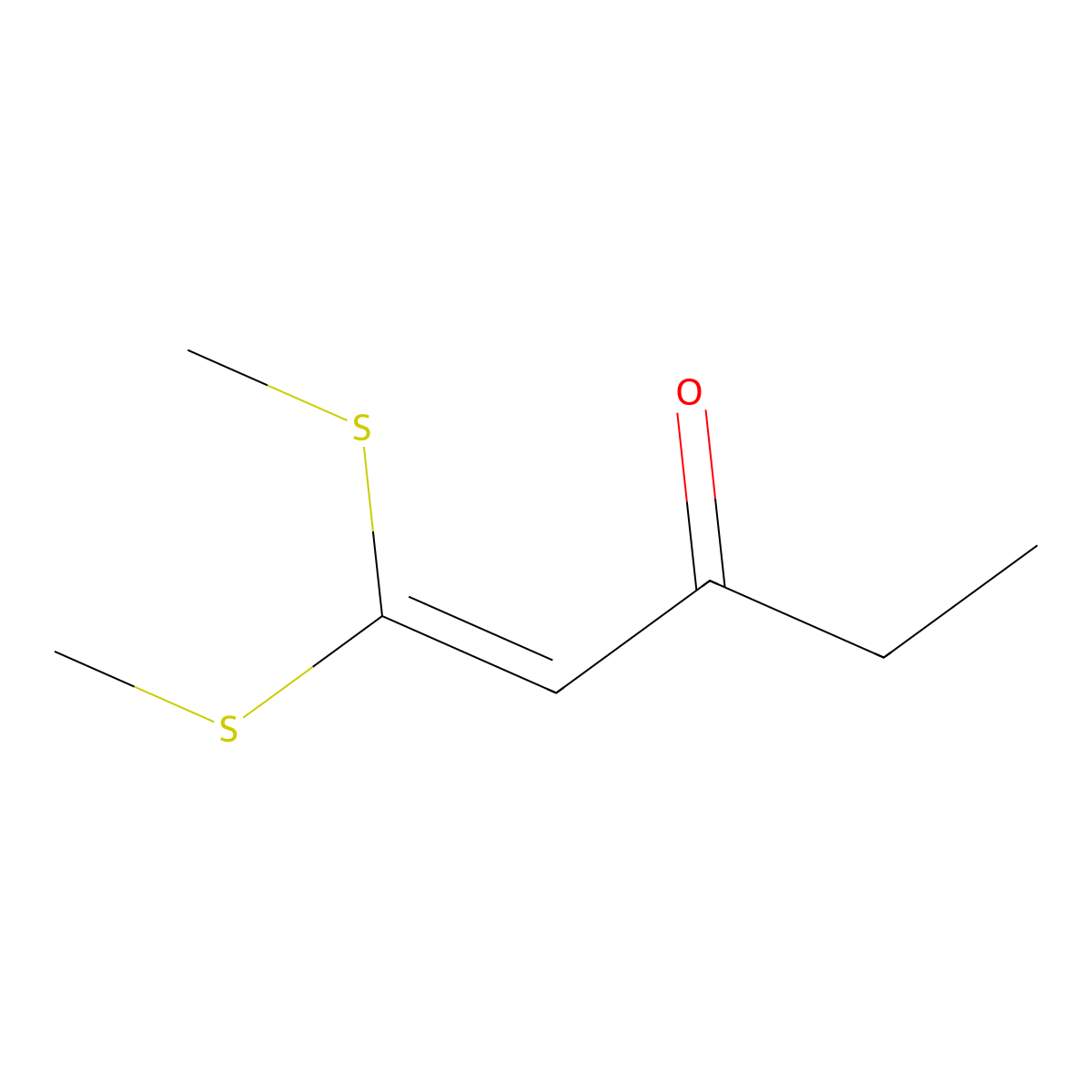 1,1-Bis(methylsulfanyl)pent-1-en-3-one molecular structure, CAS 128032-13-3