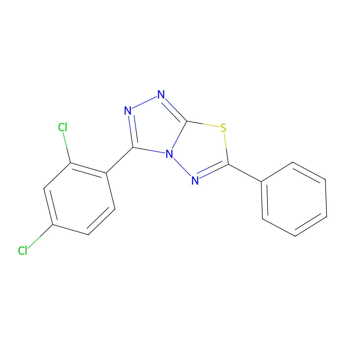 3-(2,4-Dichlorophenyl)-6-phenyl[1,2,4]triazolo[3,4-b][1,3,4]thiadiazole molecular structure, CAS 128032-46-2