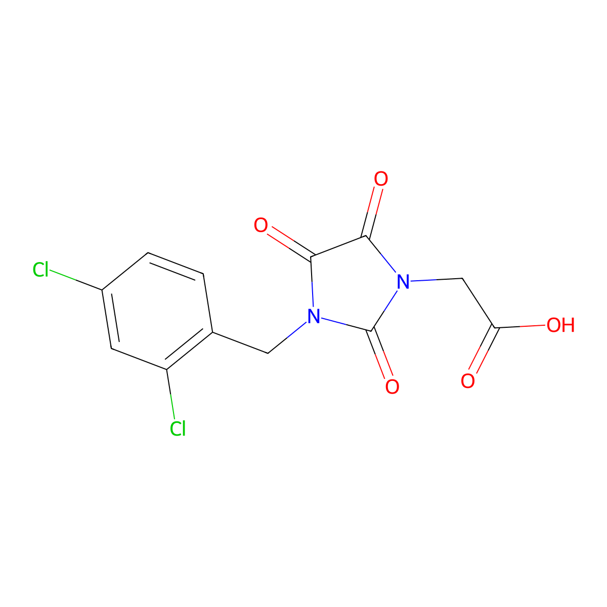 2-[3-(2,4-Dichlorobenzyl)-2,4,5-trioxo-1-imidazolidinyl]acetic acid molecular structure, CAS 128043-97-0