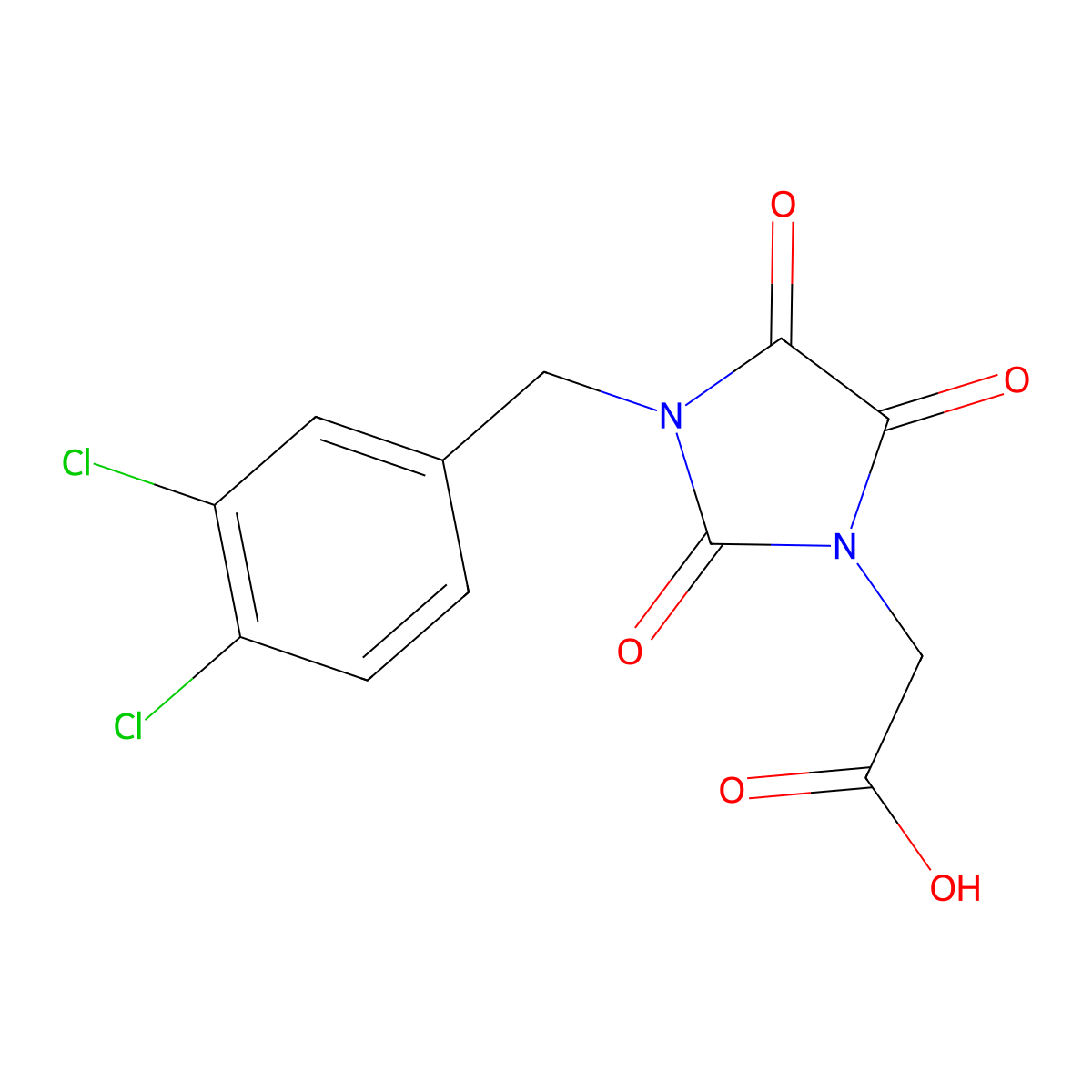 3-[(3,4-Dichlorophenyl)methyl]-2,4,5-trioxo-1-imidazolidineacetic acid molecular structure, CAS 128043-98-1