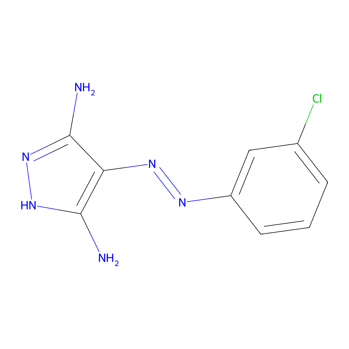 1H-Pyrazole-3,5-diamine, 4-[(3-chlorophenyl)azo]- molecular structure, CAS 128044-29-1