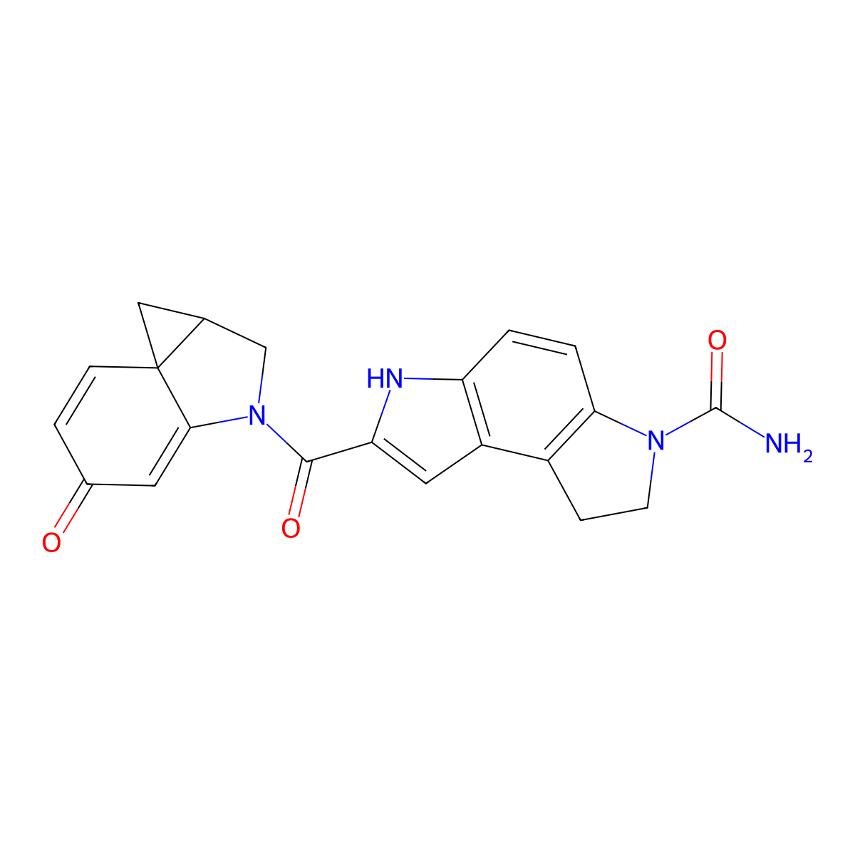 2-(5-oxo-1a,2-dihydro-1H-cyclopropa[c]indole-3-carbonyl)-7,8-dihydro-3H-pyrrolo[3,2-e]indole-6-carboxamide molecular structure, CAS 128050-92-0