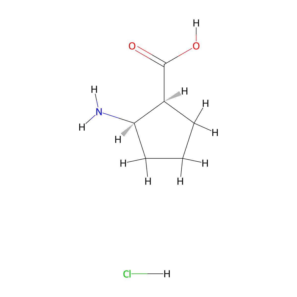 (1S,2R)-(+)-2-Amino-1-cyclopentanecarboxylic acid hydrochloride molecular structure, CAS 128052-92-6