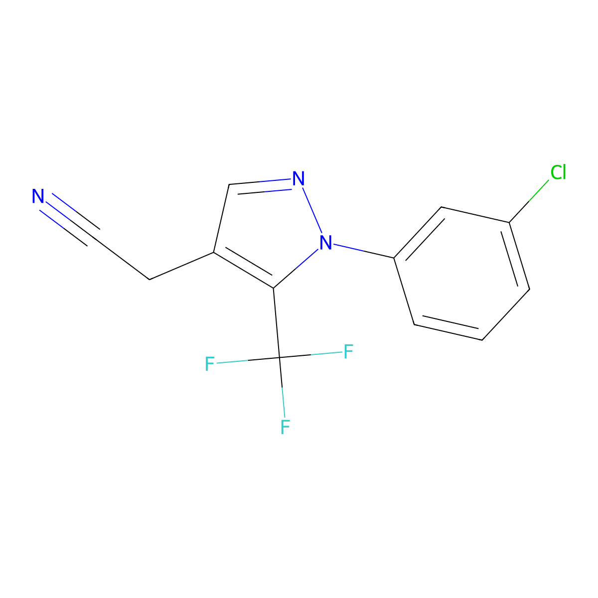 2-[1-(3-chlorophenyl)-5-(trifluoromethyl)-1H-pyrazol-4-yl]acetonitrile molecular structure, CAS 1280520-89-9