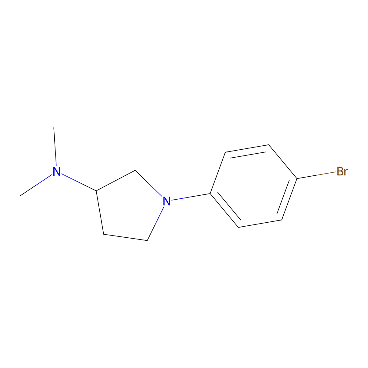 1-(4-bromophenyl)-N,N-dimethyl-3-pyrrolidinamine molecular structure, CAS 1280520-90-2
