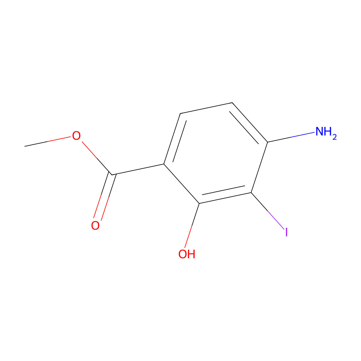 Methyl 4-amino-2-hydroxy-3-iodobenzenecarboxylate molecular structure, CAS 1280538-13-7