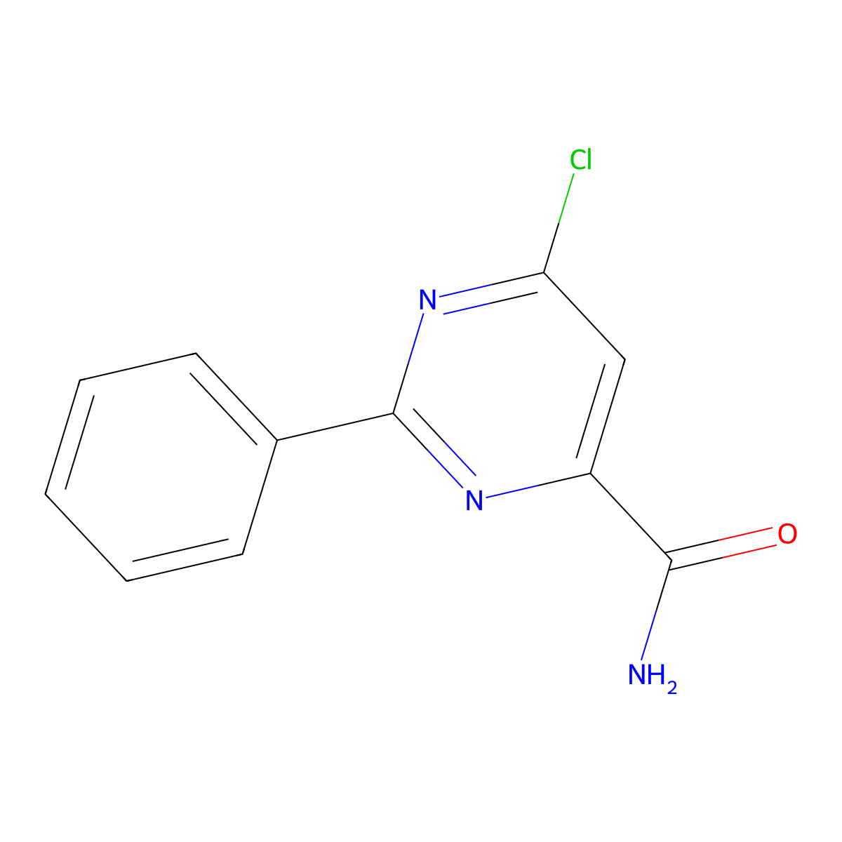 6-Chloro-2-phenyl-4-pyrimidinecarboxamide molecular structure, CAS 1280538-14-8