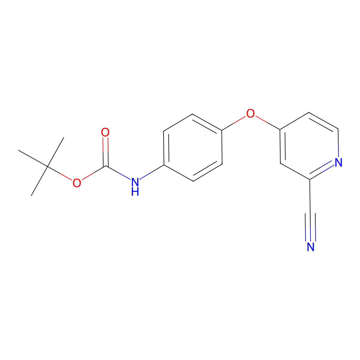 Tert-butyl (4-((2-cyanopyridin-4-yl)oxy)phenyl)carbamate molecular structure, CAS 1280554-77-9
