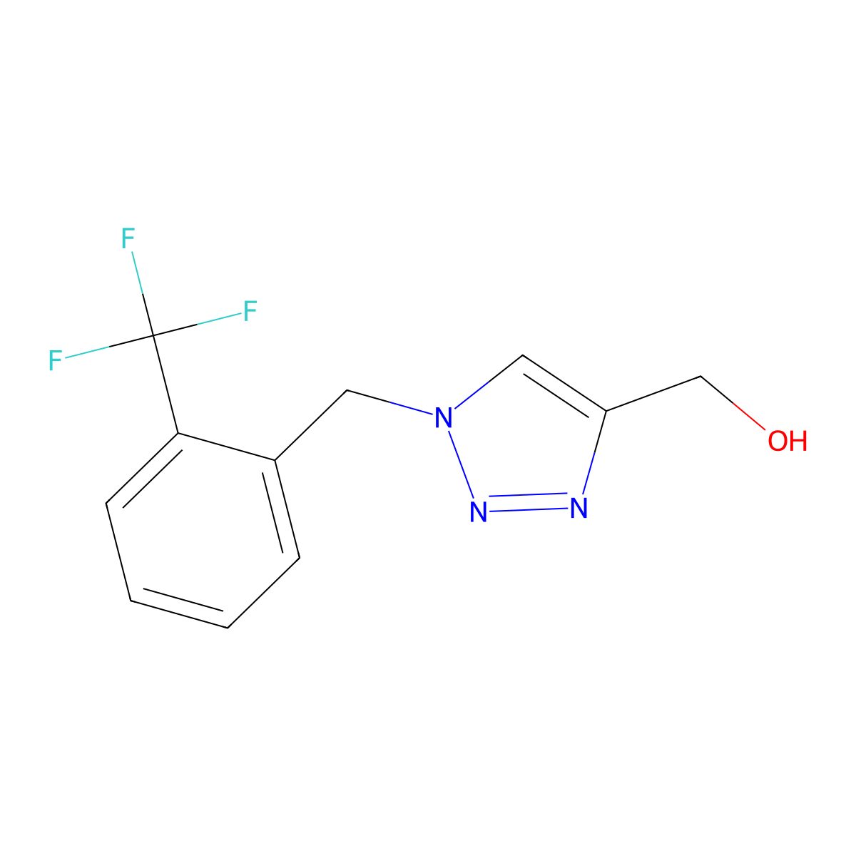 (1-{[2-(trifluoromethyl)phenyl]methyl}-1H-1,2,3-triazol-4-yl)methanol molecular structure, CAS 1280568-36-6