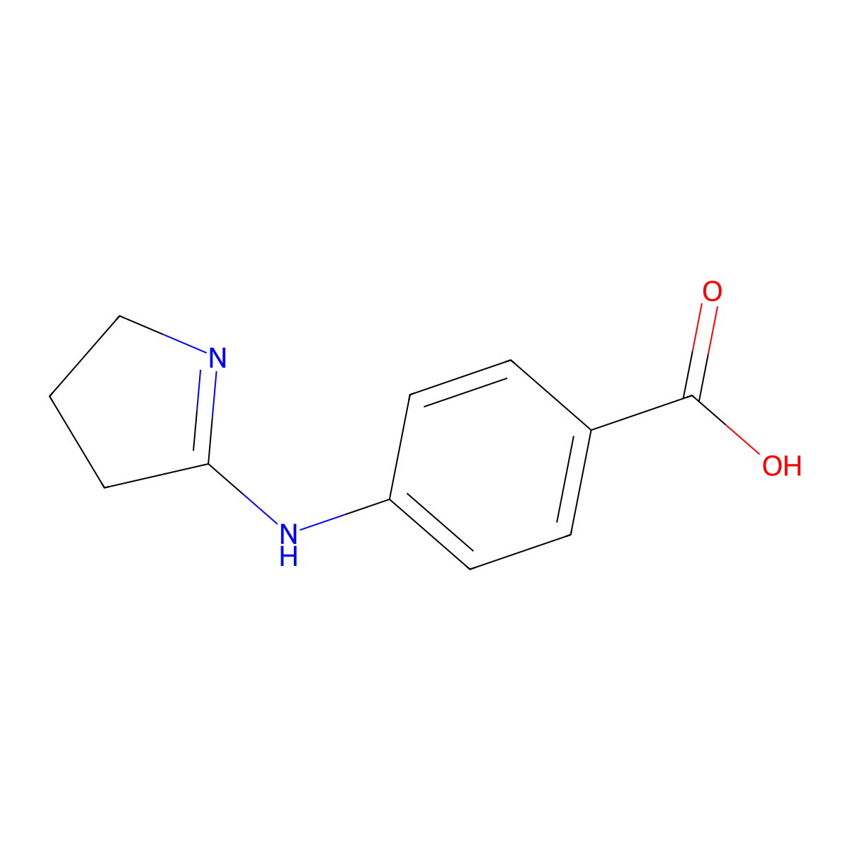 4-[(3,4-dihydro-2H-pyrrol-5-yl)amino]benzoic acid molecular structure, CAS 1280572-62-4