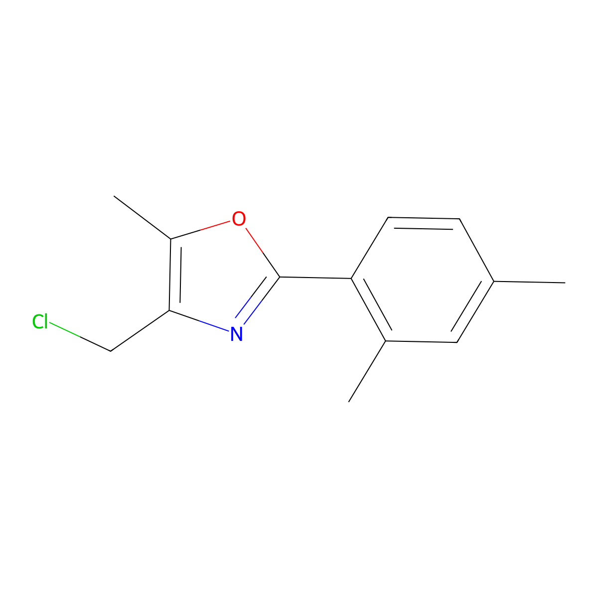 4-(Chloromethyl)-2-(2,4-dimethylphenyl)-5-methyl-1,3-oxazole molecular structure, CAS 1280575-18-9