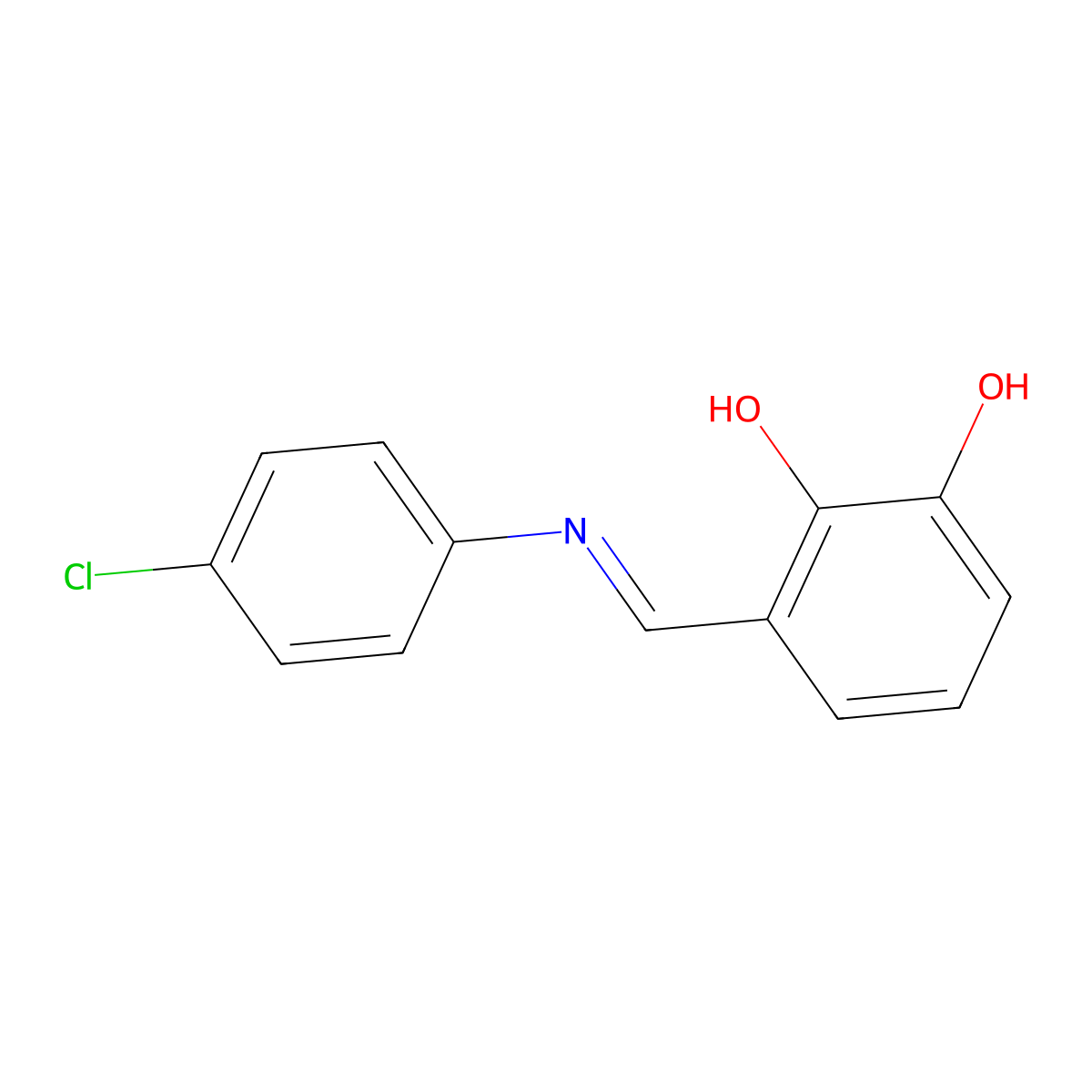 3-{(E)-[(4-chlorophenyl)imino]methyl}benzene-1,2-diol molecular structure, CAS 1280593-92-1