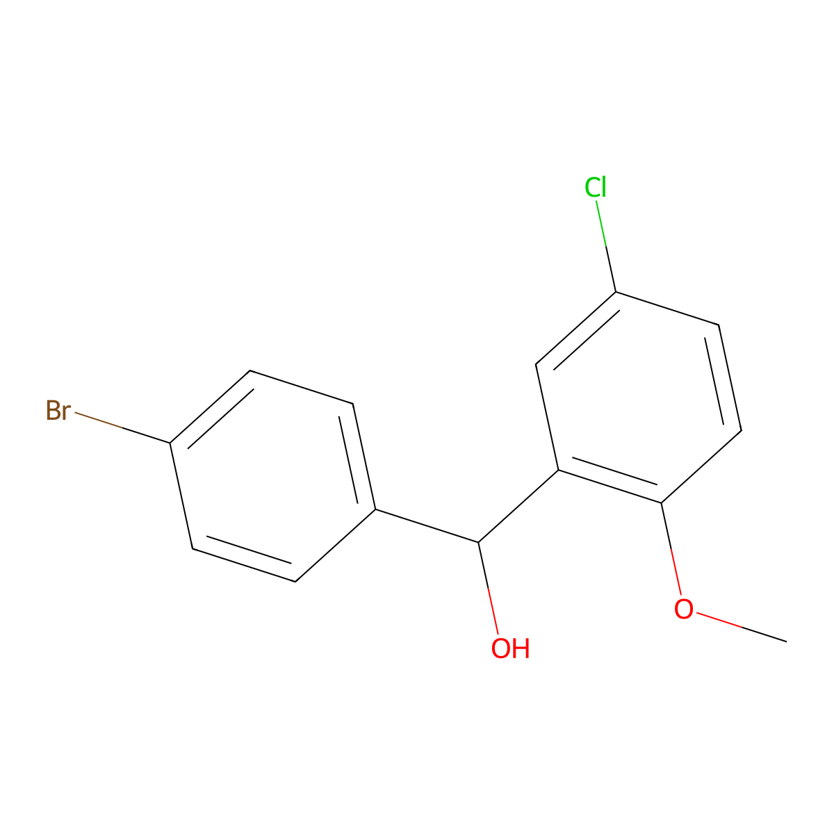 (4-Bromophenyl)(5-chloro-2-methoxyphenyl)methanol molecular structure, CAS 1280596-23-7