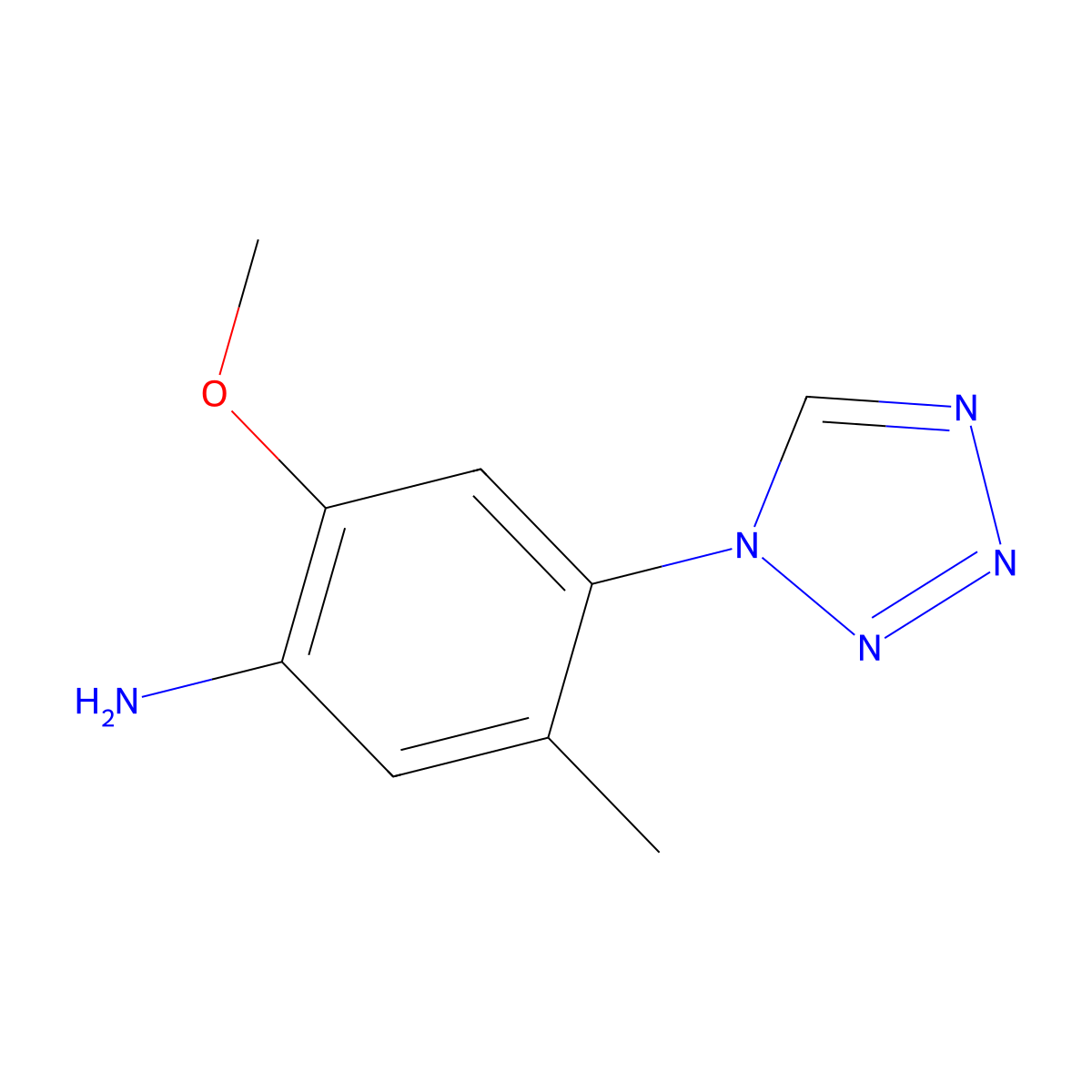 2-methoxy-5-methyl-4-(1H-tetrazol-1-yl)aniline molecular structure, CAS 1280601-18-4