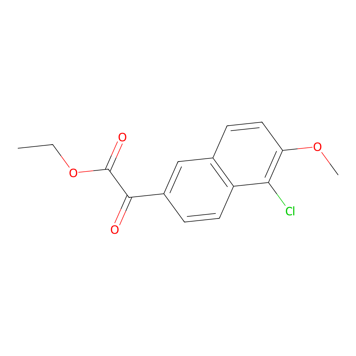 Ethyl 5-chloro-6-methoxy-alpha-oxo-2-naphthaleneacetate molecular structure, CAS 128064-63-1