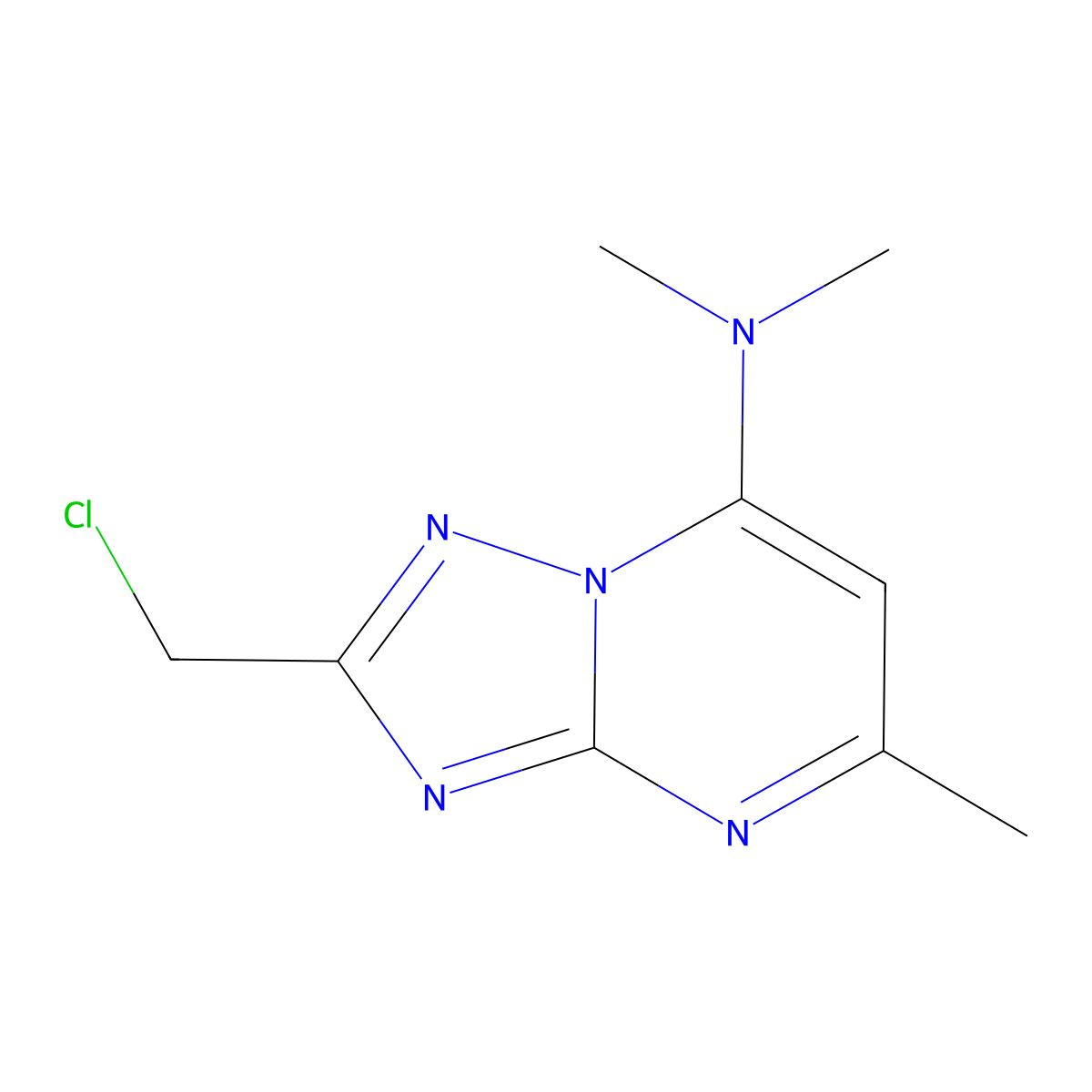 2-(chloromethyl)-N,N,5-trimethyl-[1,2,4]triazolo[1,5-a]pyrimidin-7-amine molecular structure, CAS 1280654-95-6