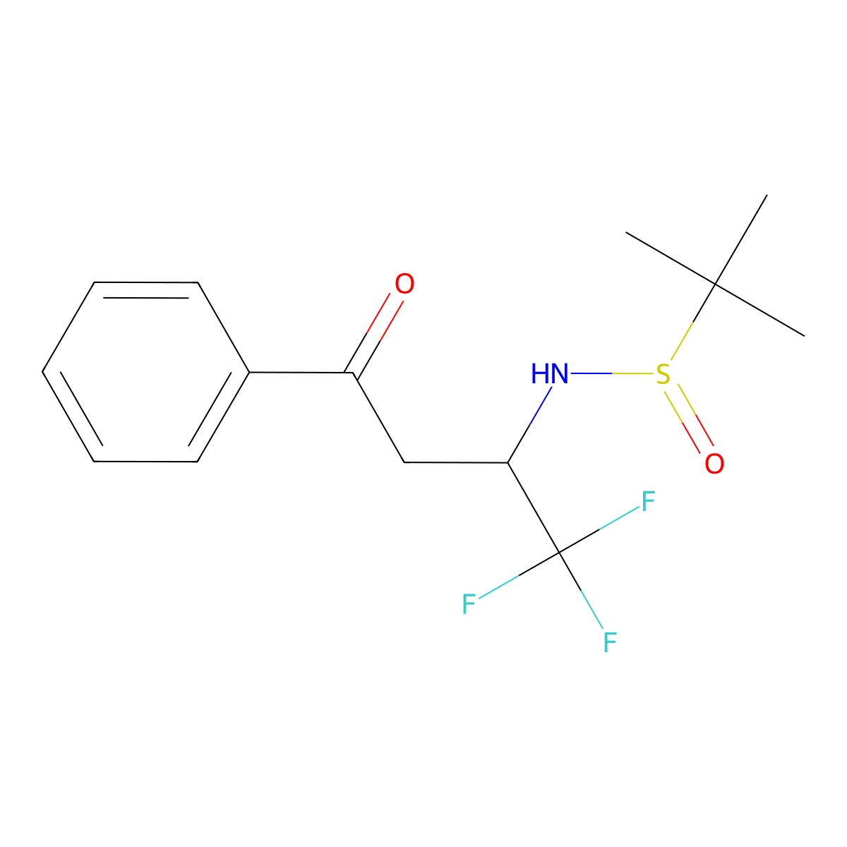 (S)-2-Methyl-N-[(2S)-1,1,1-trifluoro-4-oxo-4-phenylbutan-2-yl]propane-2-sulfinamide molecular structure, CAS 1280655-24-4
