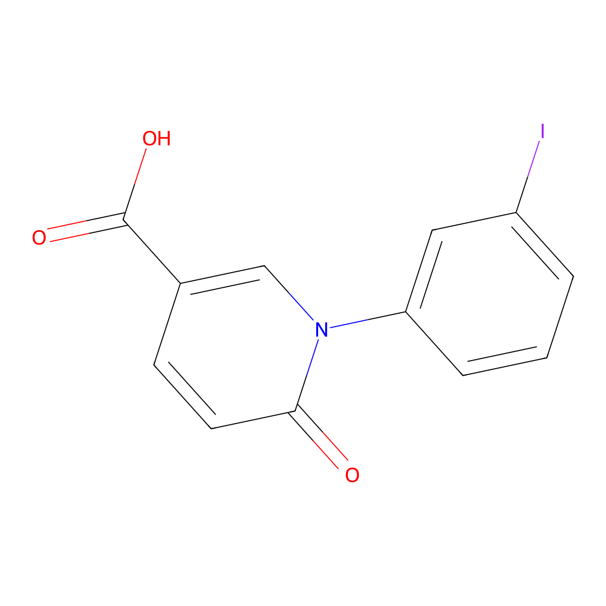 1-(3-Iodophenyl)-6-oxo-1,6-dihydropyridine-3-carboxylic acid molecular structure, CAS 1280662-44-3