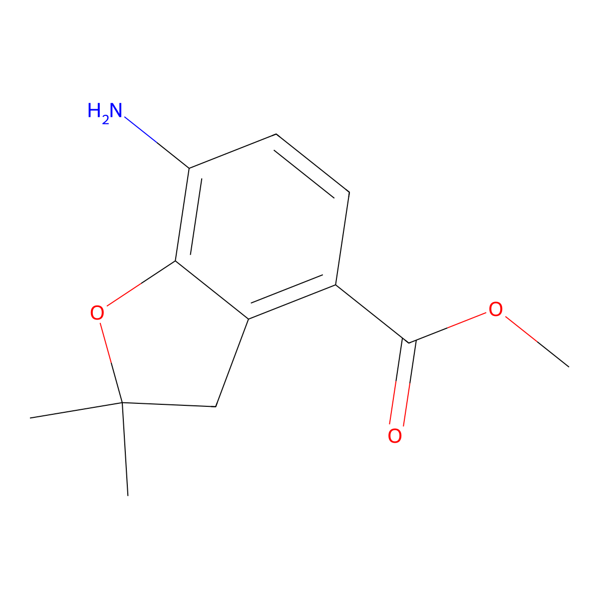 Methyl 7-amino-2,2-dimethyl-2,3-dihydrobenzofuran-4-carboxylate molecular structure, CAS 1280665-90-8