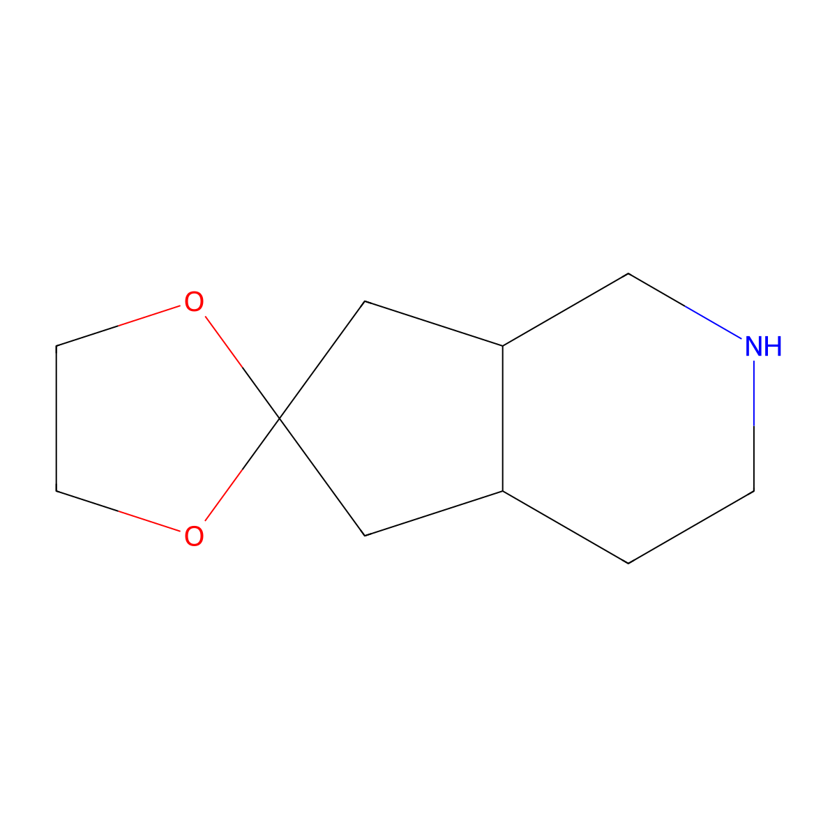 rac-(4aR,7aS)-octahydrospiro[cyclopenta[c]pyridine-6,2'-[1,3]dioxolane] molecular structure, CAS 1280666-29-6
