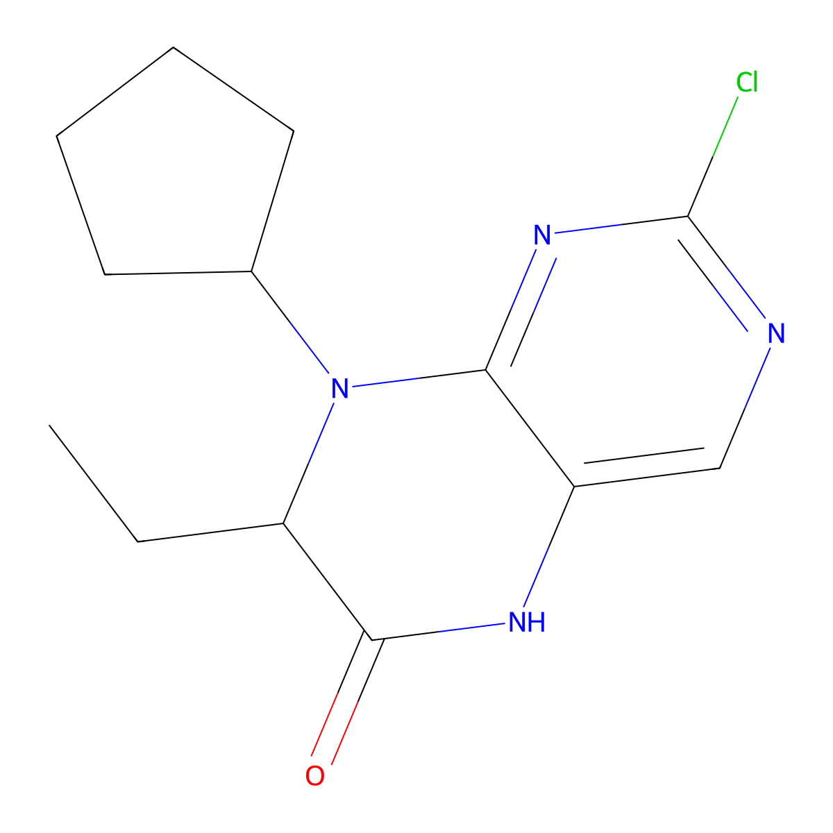(7S)-2-chloro-8-cyclopentyl-7-ethyl-5,7-dihydropteridin-6-one molecular structure, CAS 1280667-22-2