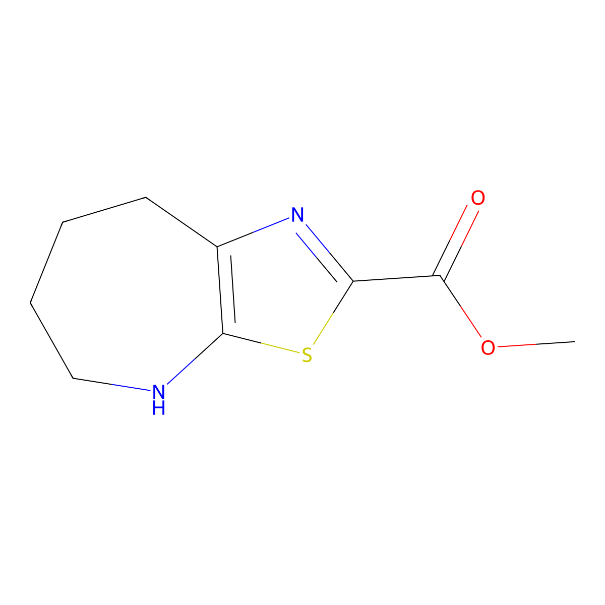 methyl 4H,5H,6H,7H,8H-[1,3]thiazolo[5,4-b]azepine-2-carboxylate molecular structure, CAS 128069-60-3