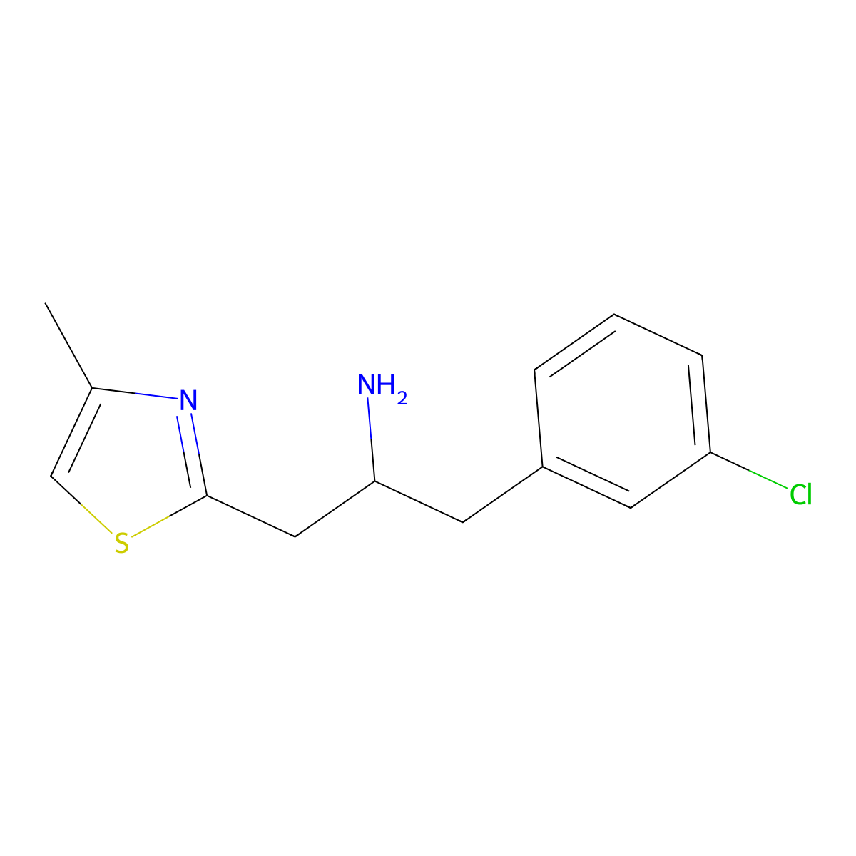 1-(3-Chlorophenyl)-3-(4-methyl-1,3-thiazol-2-yl)propan-2-amine molecular structure, CAS 1280702-89-7