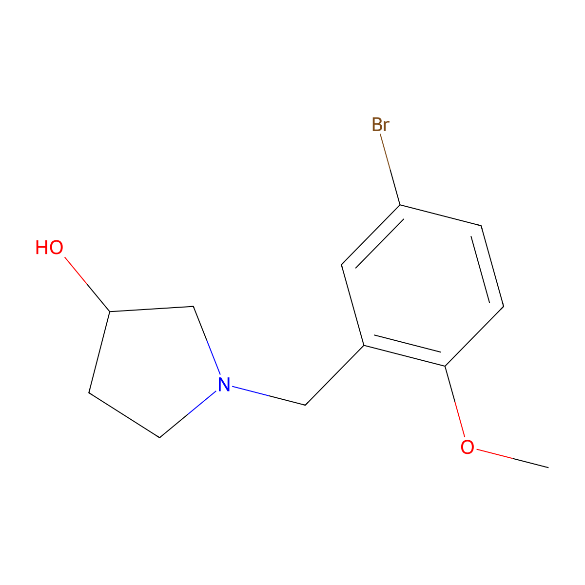 1-[(5-Bromo-2-methoxyphenyl)methyl]pyrrolidin-3-ol molecular structure, CAS 1280708-09-9