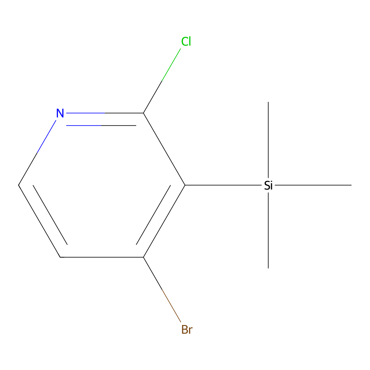 4-Bromo-2-chloro-3-(trimethylsilyl)pyridine molecular structure, CAS 128071-85-2