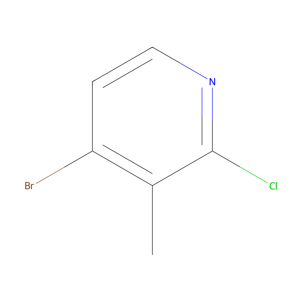 4-Bromo-2-chloro-3-methylpyridine molecular structure, CAS 128071-86-3