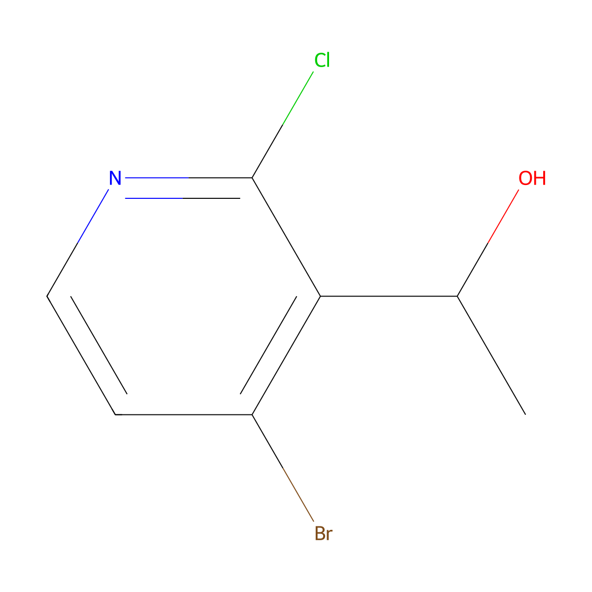 1-(4-Bromo-2-chloropyridin-3-yl)ethanol molecular structure, CAS 128071-88-5