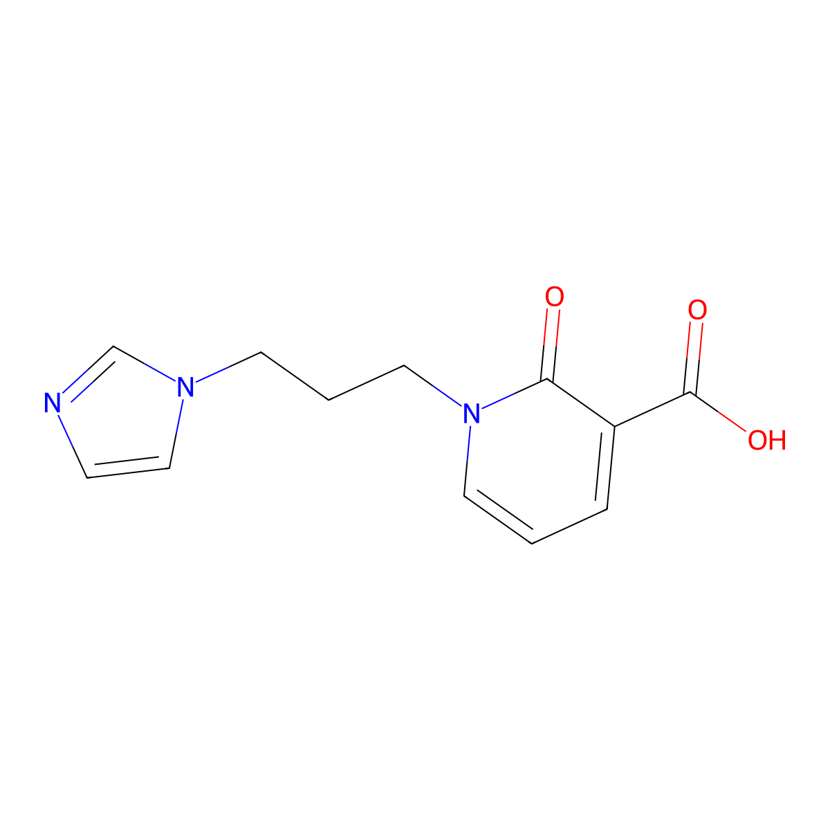 1-[3-(1H-imidazol-1-yl)propyl]-2-oxo-1,2-dihydropyridine-3-carboxylic acid molecular structure, CAS 1280711-49-0