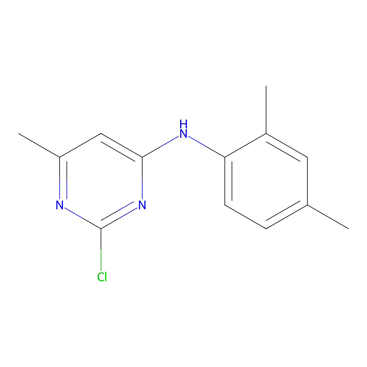 2-chloro-N-(2,4-dimethylphenyl)-6-methylpyrimidin-4-amine molecular structure, CAS 1280713-39-4