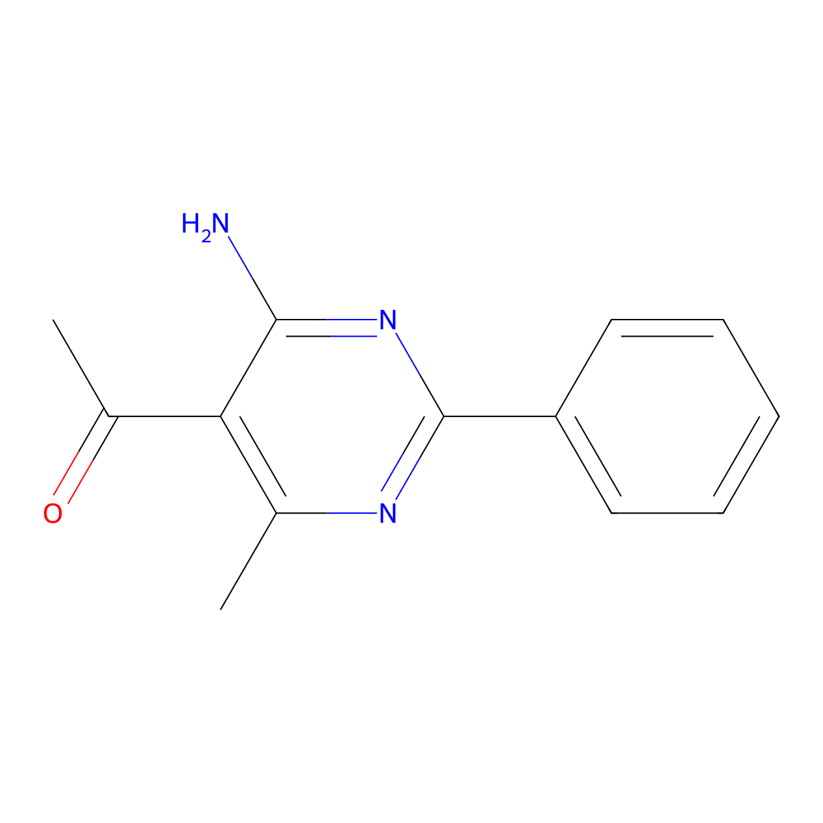 Ethanone, 1-(4-amino-6-methyl-2-phenyl-5-pyrimidinyl)- molecular structure, CAS 128072-67-3