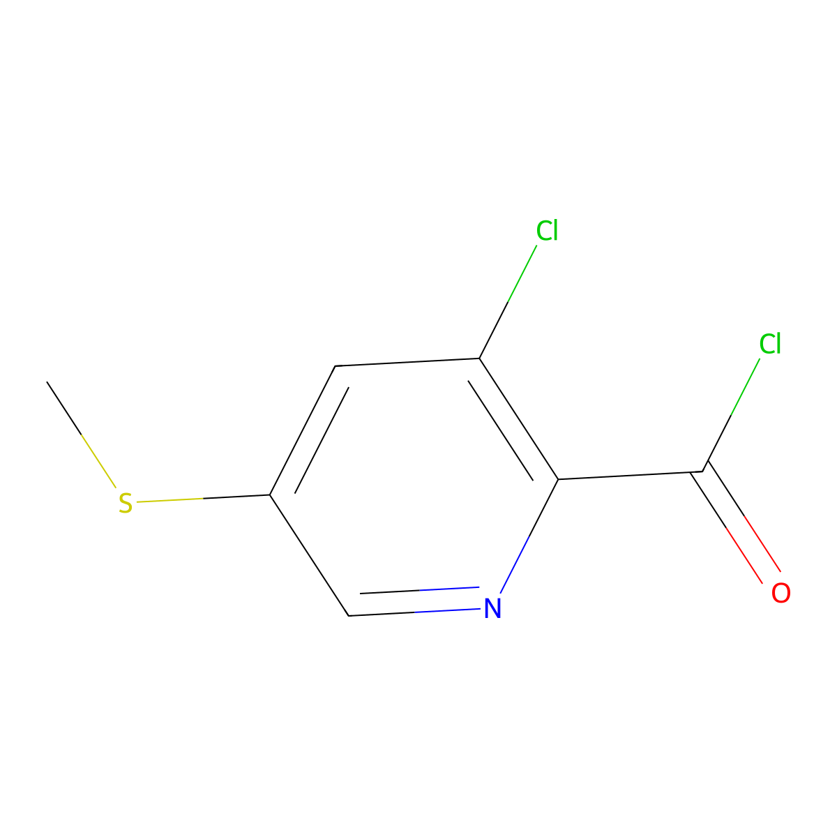 3-Chloro-5-(methylthio)-2-pyridinecarbonyl chloride molecular structure, CAS 128073-06-3