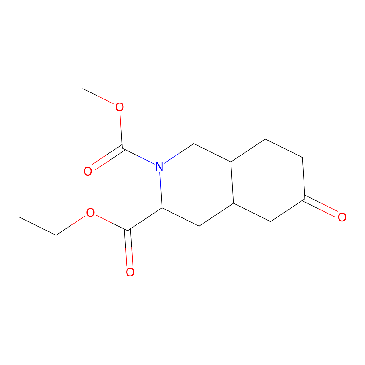 3-Ethyl 2-Methyl 6-oxooctahydroisoquinoline-2,3(1H)-dicarboxylate molecular structure, CAS 128073-42-7