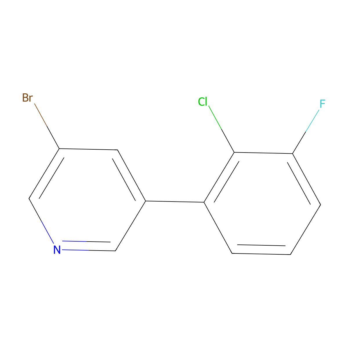 3-Bromo-5-(2-chloro-3-fluorophenyl)pyridine molecular structure, CAS 1280734-86-2