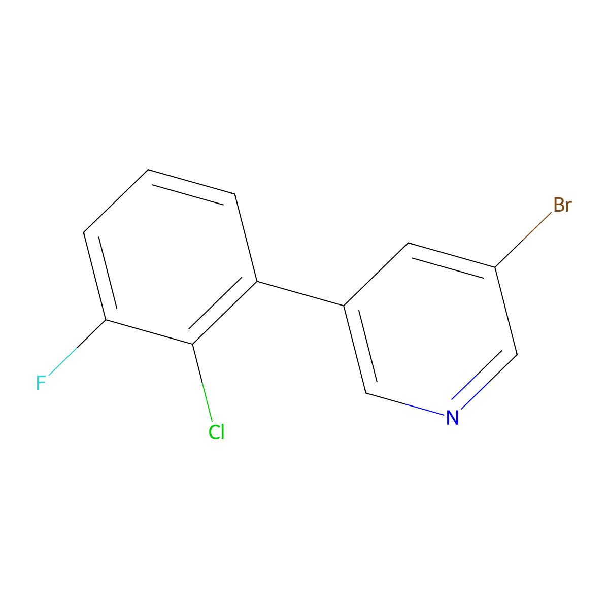3-Bromo-5-(2-chloro-3-fluorophenyl)pyridine molecular structure, CAS 1280734-86-2