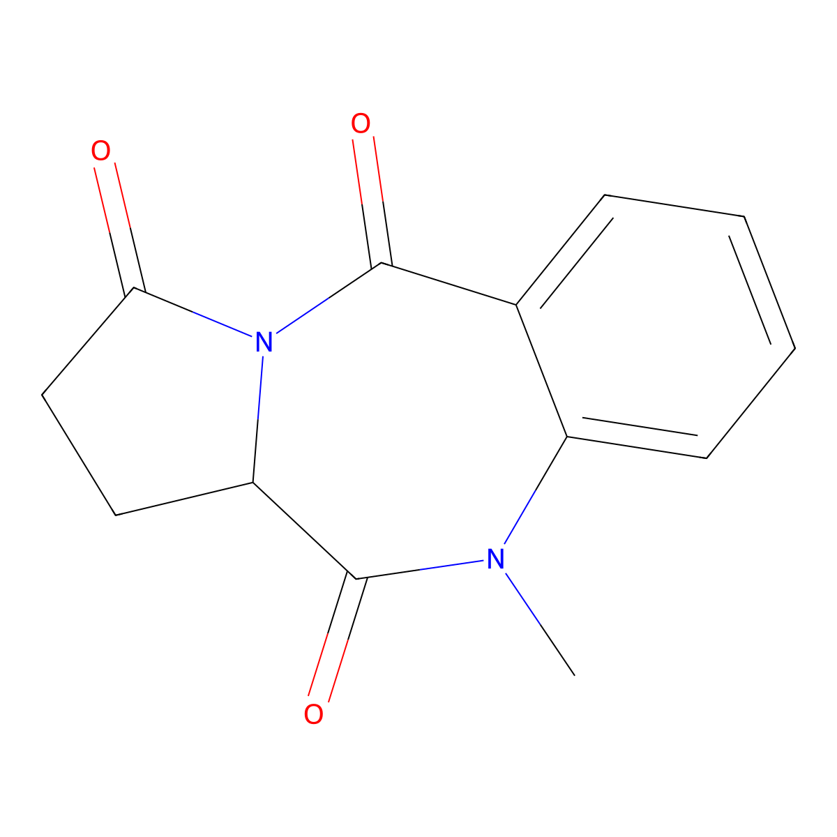 10-methyl-1H-pyrrolo[2,1-c][1,4]benzodiazepine-3,5,11(2H,10H,11aH)-trione molecular structure, CAS 128076-31-3