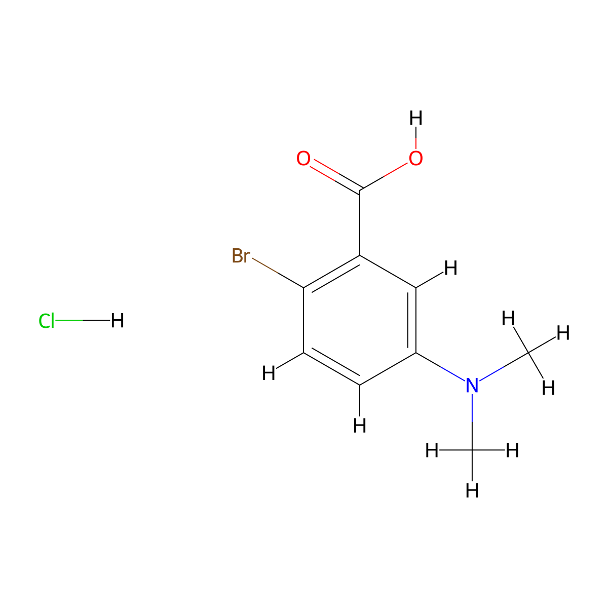 2-Bromo-5-(dimethylamino)benzoic acid hydrochloride molecular structure, CAS 1280786-55-1