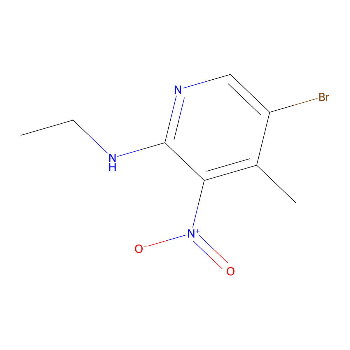 5-Bromo-N-ethyl-4-methyl-3-nitropyridin-2-amine molecular structure, CAS 1280786-58-4