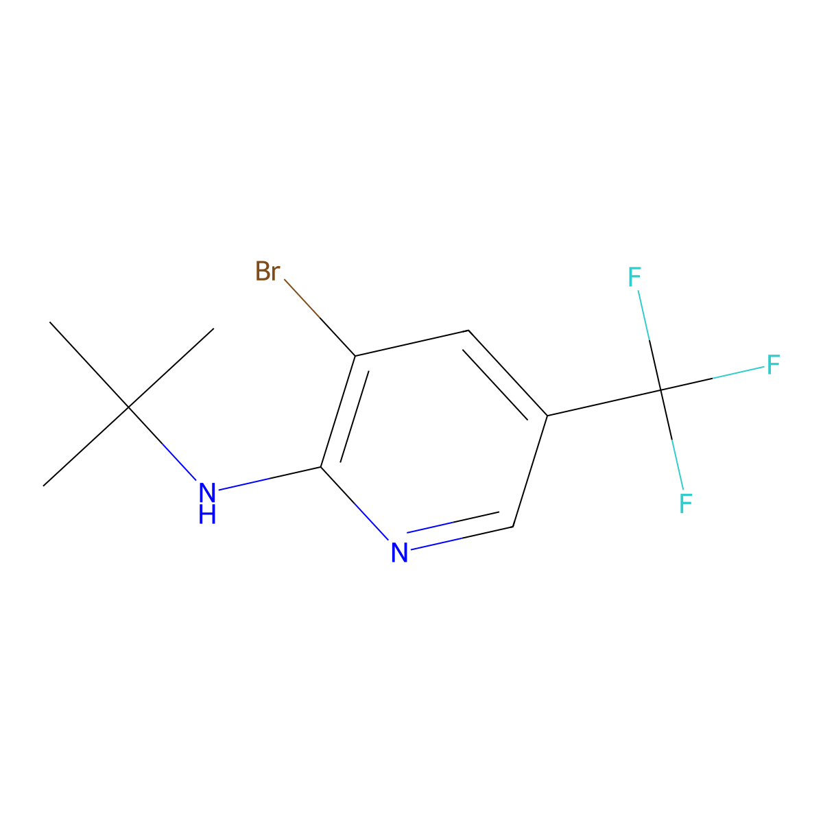 3-Bromo-N-(tert-butyl)-5-(trifluoromethyl)pyridin-2-amine molecular structure, CAS 1280786-64-2