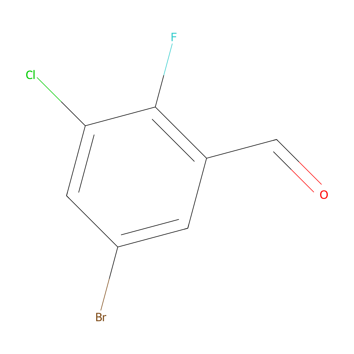 5-Bromo-3-chloro-2-fluorobenzaldehyde molecular structure, CAS 1280786-80-2
