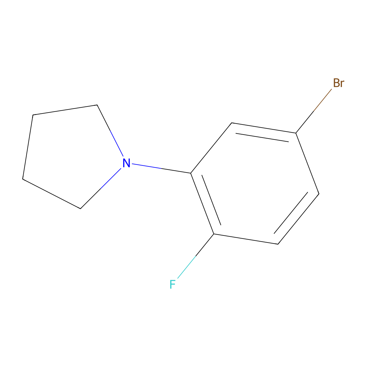 1-(5-Bromo-2-fluorophenyl)pyrrolidine molecular structure, CAS 1280786-82-4