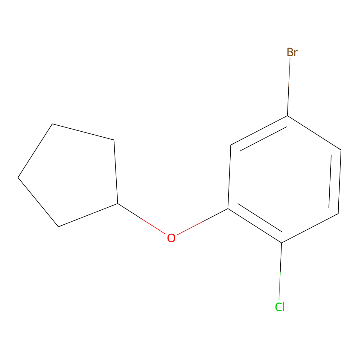 4-Bromo-1-chloro-2-(cyclopentyloxy)benzene molecular structure, CAS 1280786-86-8